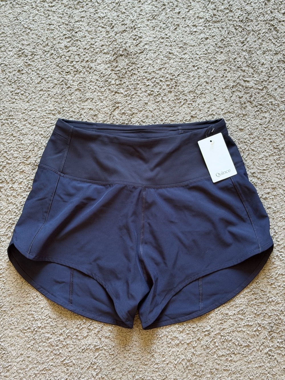 Quince Women's Navy High-Waist Athletic Shorts